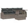 Ensemble de canapé de jardin avec coussin 5 pcs Gris Poly rotin 518069518069