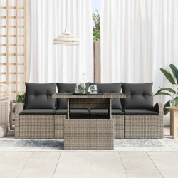 Ensemble de canapé de jardin avec coussin 5 pcs Gris Poly rotin 518069518069