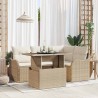Ensemble de repas extérieur avec coussin 5 pcs Beige Poly rotin 518070518070