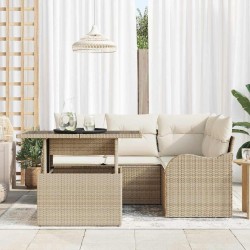 Ensemble de repas extérieur avec coussin 5 pcs Beige Poly rotin 518070518070