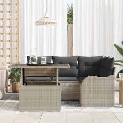Ensemble de repas extérieur 5 pcs Gris clair Poly rotin 518071518071