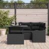 Ensemble de repas extérieur avec coussin 5 pcs Noir Poly rotin 518072518072