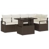 Ensemble de canapé de jardin 6 pcs Marron et crème polyrotin 518073518073