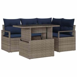 Ensemble de canapé de jardin 5 pcs Gris et bleu marine 518074518074