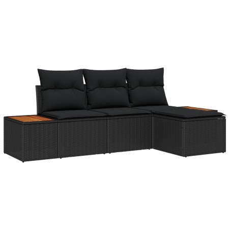 Ensemble de canapé de jardin avec coussin 4 pcs Noir polyrotin 518076518076