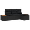 Ensemble de canapé de jardin avec coussin 4 pcs Noir polyrotin 518076518076
