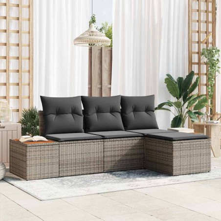 Ensemble de canapé de jardin avec coussin 4 pcs Gris polyrotin 518077518077