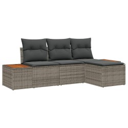 Ensemble de canapé de jardin avec coussin 4 pcs Gris polyrotin 518077518077