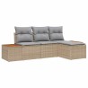 Ensemble de canapé de jardin avec coussin 4 pcs Beige polyrotin 518078518078