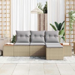 Ensemble de canapé de jardin avec coussin 4 pcs Beige polyrotin 518078518078