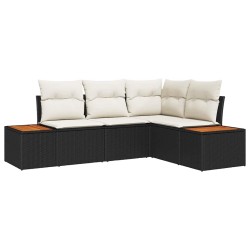 Ensemble de canapé de jardin avec coussin 5 pcs Noir Poly rotin 518079518079