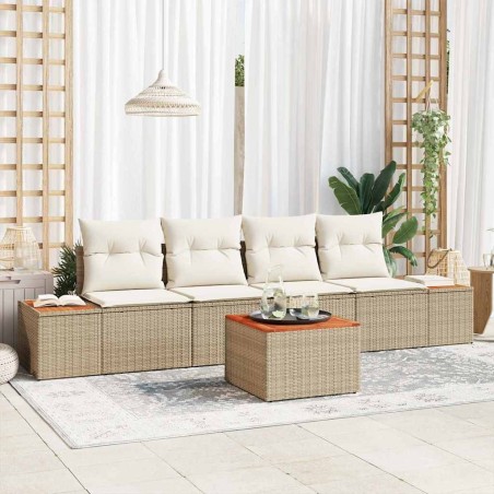 Ensemble de canapé de jardin 5 pcs Beige Poly rotin 518080518080