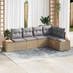 Ensemble de canapé de jardin 5 pcs Beige Poly rotin 518083518083