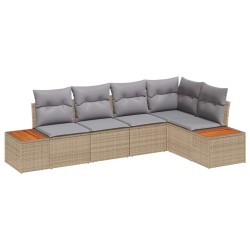 Ensemble de canapé de jardin 5 pcs Beige Poly rotin 518083518083