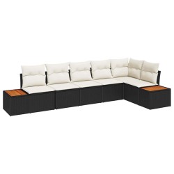Ensemble de canapé de jardin avec coussin 6 pcs Noir Poly rotin 518084518084