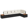 Ensemble de canapé de jardin avec coussin 6 pcs Noir Poly rotin 518084518084