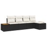 Ensemble de canapé de jardin avec coussin 5 pcs Noir Poly rotin 518086518086
