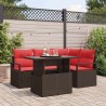 Ensemble de canapé de jardin 5 pcs Marron et rouge polyrotin 518087518087