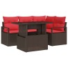 Ensemble de canapé de jardin 5 pcs Marron et rouge polyrotin 518087518087