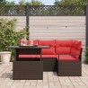 Ensemble de canapé de jardin 5 pcs Marron et rouge polyrotin 518087518087