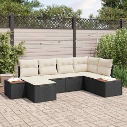 Ensemble de canapé de jardin avec coussin 6 pcs Noir polyrotin 518089518089