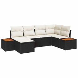 Ensemble de canapé de jardin avec coussin 6 pcs Noir polyrotin 518089518089