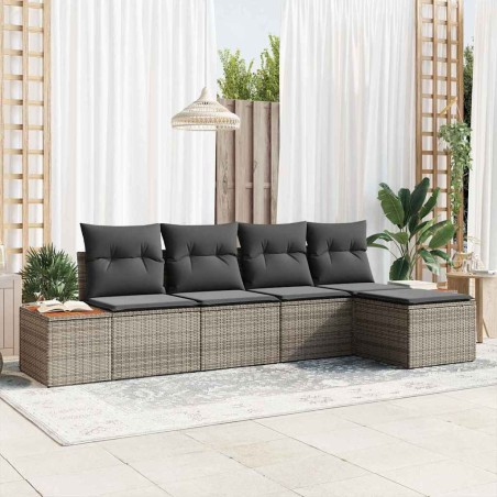 Ensemble de canapé de jardin avec coussin 5 pcs Gris Poly rotin 518091518091