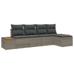 Ensemble de canapé de jardin avec coussin 5 pcs Gris Poly rotin 518091518091