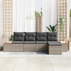 Ensemble de canapé de jardin avec coussin 5 pcs Gris Poly rotin 518091518091