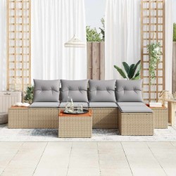 Ensemble de canapé de jardin 6 pcs Beige Poly rotin 518092518092
