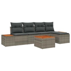 Ensemble de canapé de jardin avec coussin 6 pcs Gris Poly rotin 518093518093