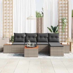Ensemble de canapé de jardin avec coussin 6 pcs Gris Poly rotin 518093518093