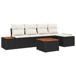 Ensemble de canapé de jardin avec coussin 6 pcs Noir Poly rotin 518095518095