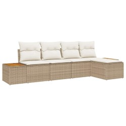 Ensemble de canapé de jardin 5 pcs Beige Poly rotin 518096518096