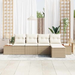 Ensemble de canapé de jardin 5 pcs Beige Poly rotin 518096518096