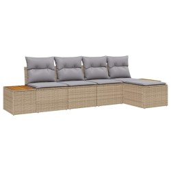 Ensemble de canapé de jardin 5 pcs Beige Poly rotin 518097518097