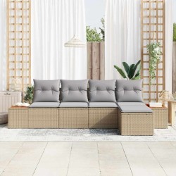 Ensemble de canapé de jardin 5 pcs Beige Poly rotin 518097518097