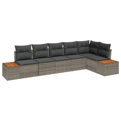 Ensemble de canapé de jardin avec coussin 6 pcs Gris Poly rotin 518100518100
