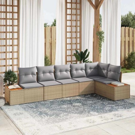 Ensemble de canapé de jardin 6 pcs Beige Poly rotin 518101518101
