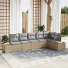 Ensemble de canapé de jardin 6 pcs Beige Poly rotin 518101518101