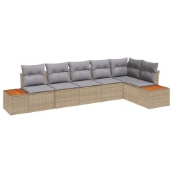 Ensemble de canapé de jardin 6 pcs Beige Poly rotin 518101518101
