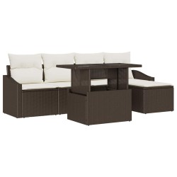 Ensemble de canapé de jardin avec coussin 6 pcs Marron et crème 518102518102