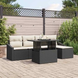 Ensemble de canapé de jardin avec coussin 6 pcs Noir et crème 518103518103