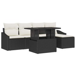 Ensemble de canapé de jardin avec coussin 6 pcs Noir et crème 518103518103