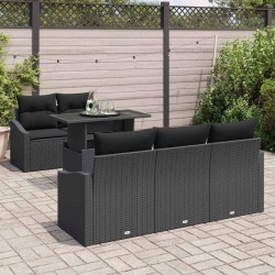 Ensemble de canapé de jardin avec stockage 6 pcs Noir polyrotin 518104518104