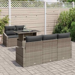 Ensemble de canapé de jardin avec coussin 6 pcs Gris polyrotin 518105518105