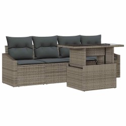 Ensemble de canapé de jardin avec coussin 5 pcs Gris polyrotin 518108518108