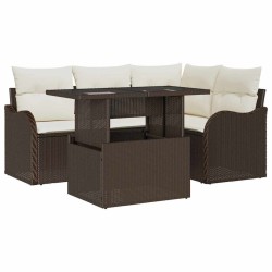 Ensemble de repas extérieur 5 pcs Marron Poly rotin 518109518109