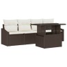 Ensemble de canapé de jardin 5 pcs Marron et Crème polyrotin 518110518110