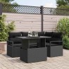 Ensemble de canapé de jardin avec coussin 5 pcs Noir polyrotin 518111518111